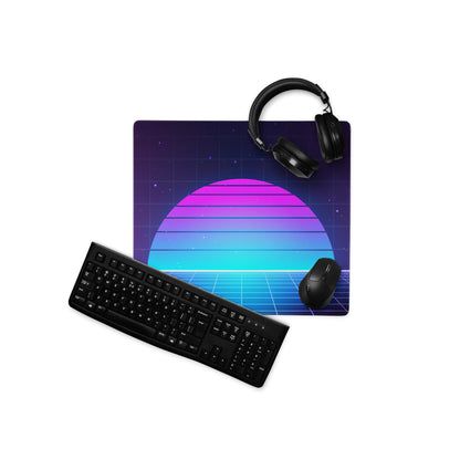 Neon Gradient Retro Grid Mouse Pad - Gaming Mouse Pad Purple Gradient Neon Mood Cyberpunk Decor Large Digital Art