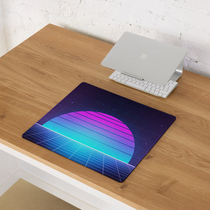 Neon Gradient Retro Grid Mouse Pad - Gaming Mouse Pad Purple Gradient Neon Mood Cyberpunk Decor Large Digital Art