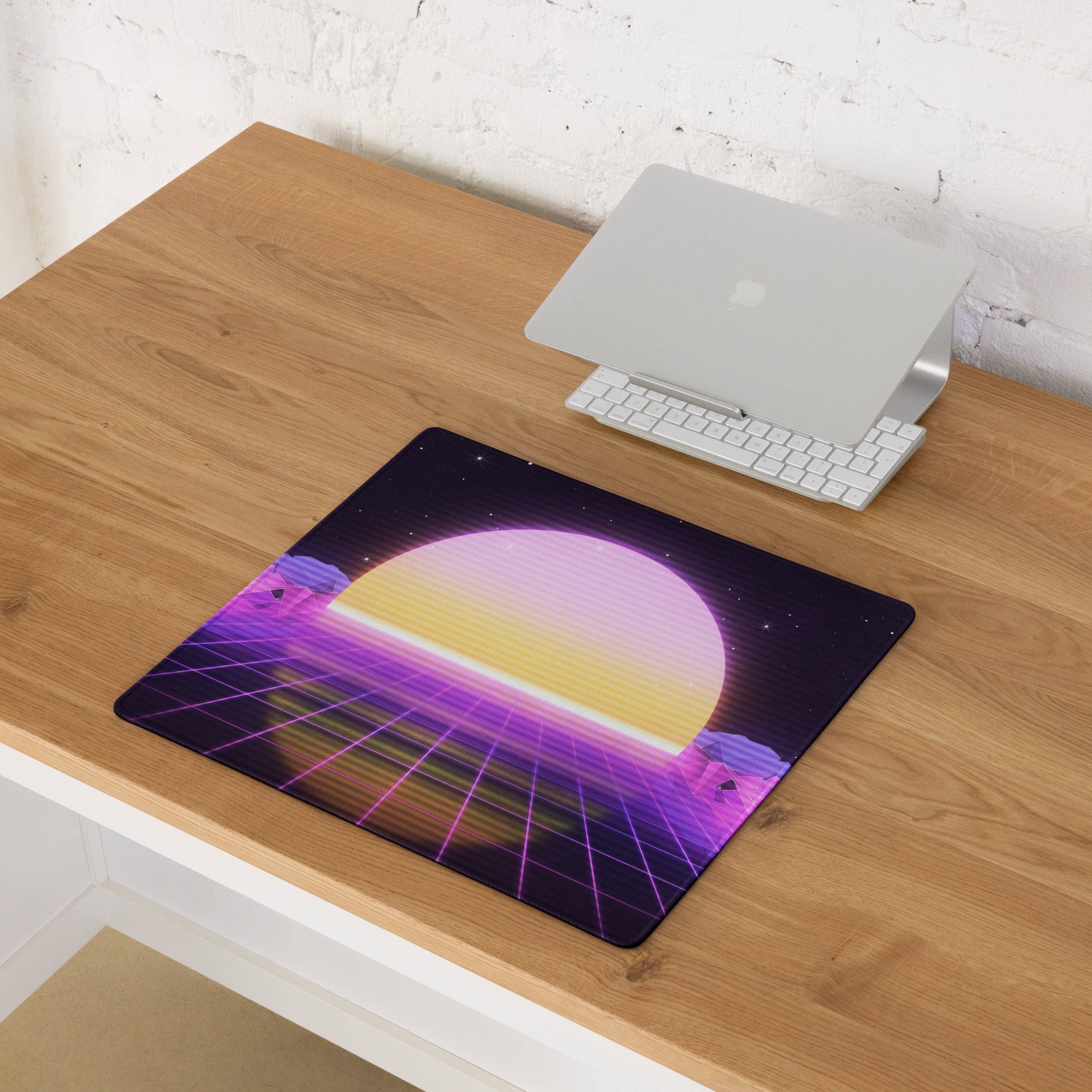 Vaporwave Sunset Gaming Desk Pad - Gaming Pad Purple Pink Desk Setup Vaporwave Dreamy Neon Desk Mat Digital