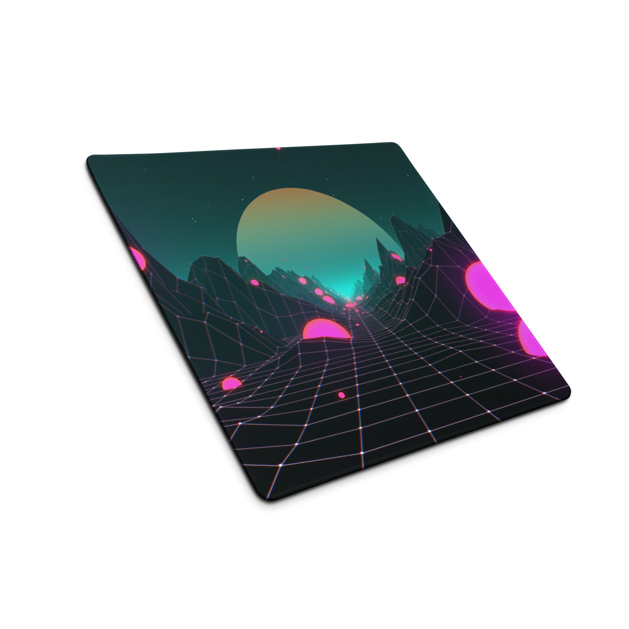 Neon Grid Cyber Scene Mouse Pad - Gaming Mouse Pad Neon Pink Teal Purple For Desktop Setup Cyberpunk Futuristic Mood