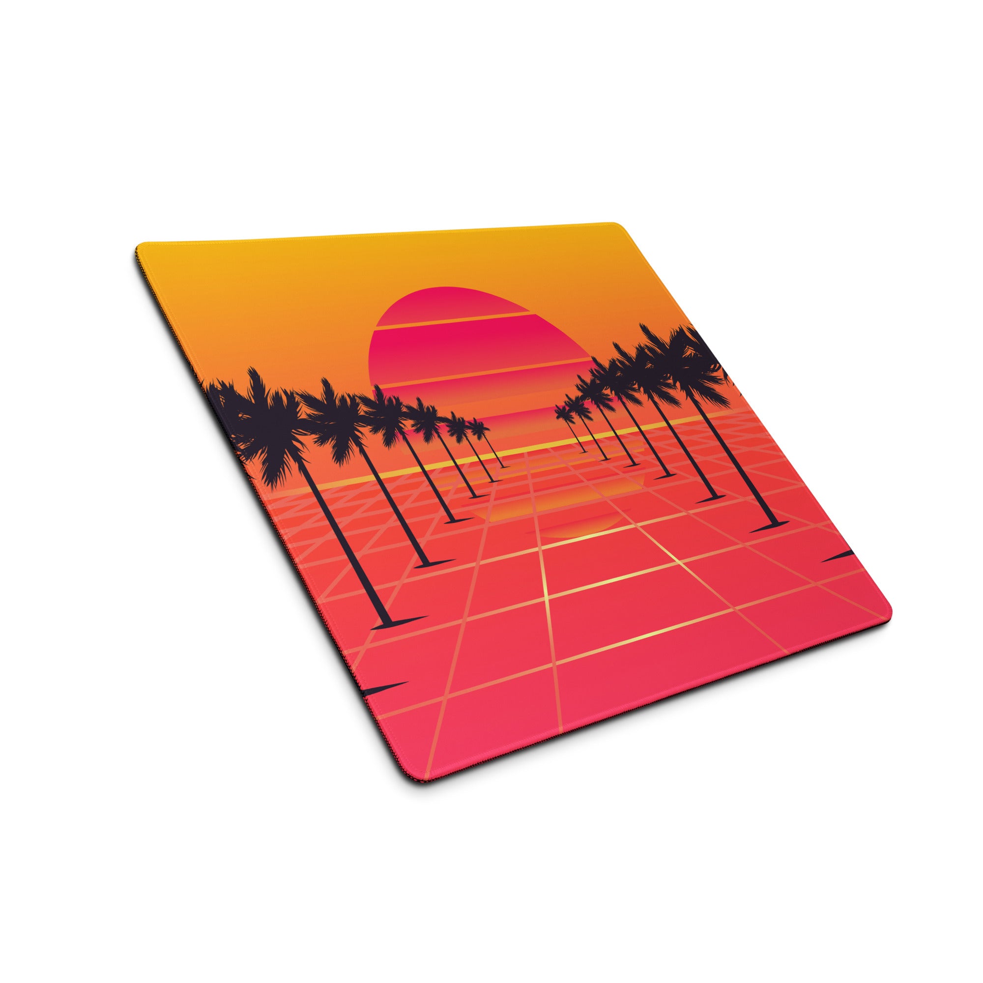 Sunset Palm Gaming Mouse Pad - Gaming Mouse Pad Orange Pink Purple Desktop Setup Retro Non Slip Edge Stitch Vibrant Mood