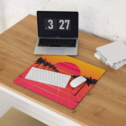 Sunset Palm Gaming Mouse Pad - Gaming Mouse Pad Orange Pink Purple Desktop Setup Retro Non Slip Edge Stitch Vibrant Mood