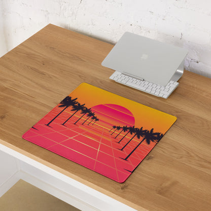 Sunset Palm Gaming Mouse Pad - Gaming Mouse Pad Orange Pink Purple Desktop Setup Retro Non Slip Edge Stitch Vibrant Mood