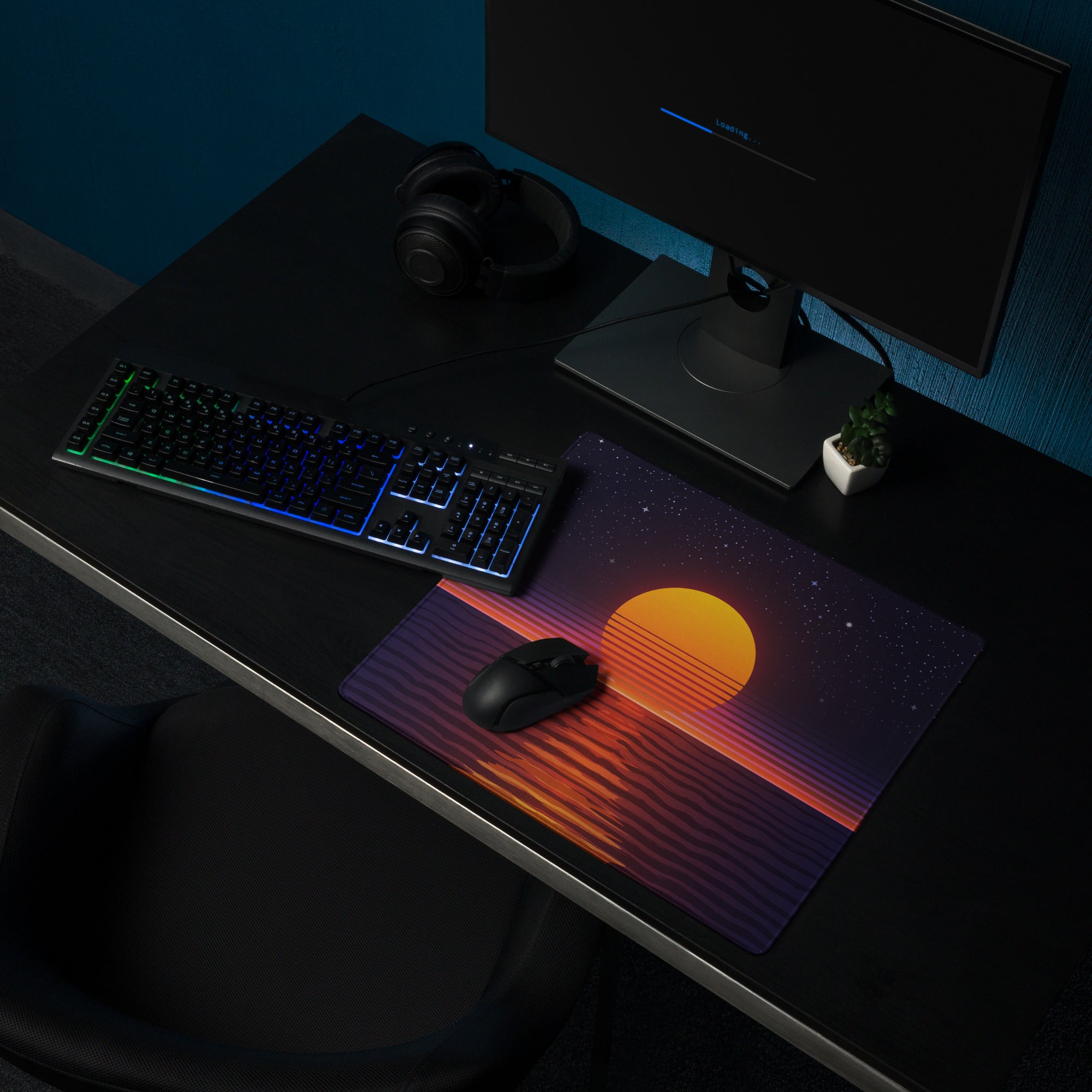 Sunset Starfield Gaming Mouse Pad - Mouse Pad Orange Purple Sunset Desk Neon Mood Vibrant Neon Decor Non Slip