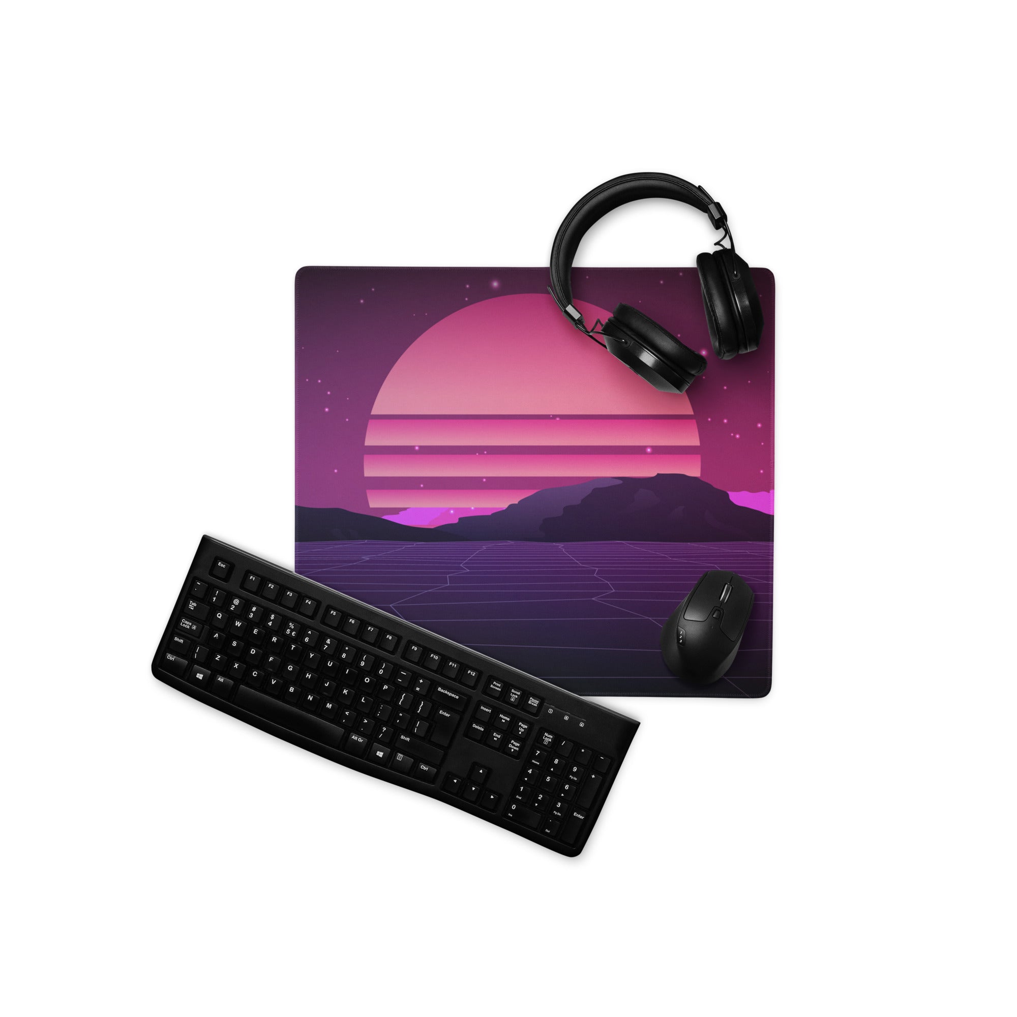 Neon Sunset Gamer Mouse Pad - Mouse Pad Purple Pink Desk Setup Cyberpunk Mood Dreamy Modern Esports Digital Art