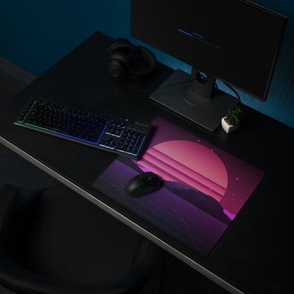 Neon Sunset Gamer Mouse Pad - Mouse Pad Purple Pink Desk Setup Cyberpunk Mood Dreamy Modern Esports Digital Art