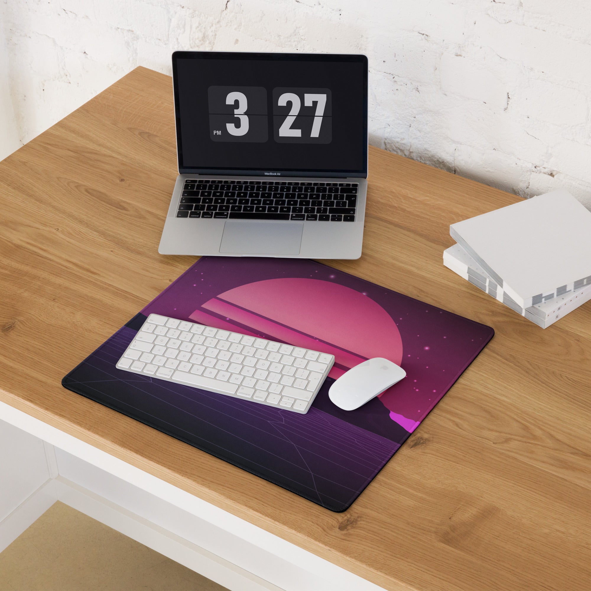 Neon Sunset Gamer Mouse Pad - Mouse Pad Purple Pink Desk Setup Cyberpunk Mood Dreamy Modern Esports Digital Art