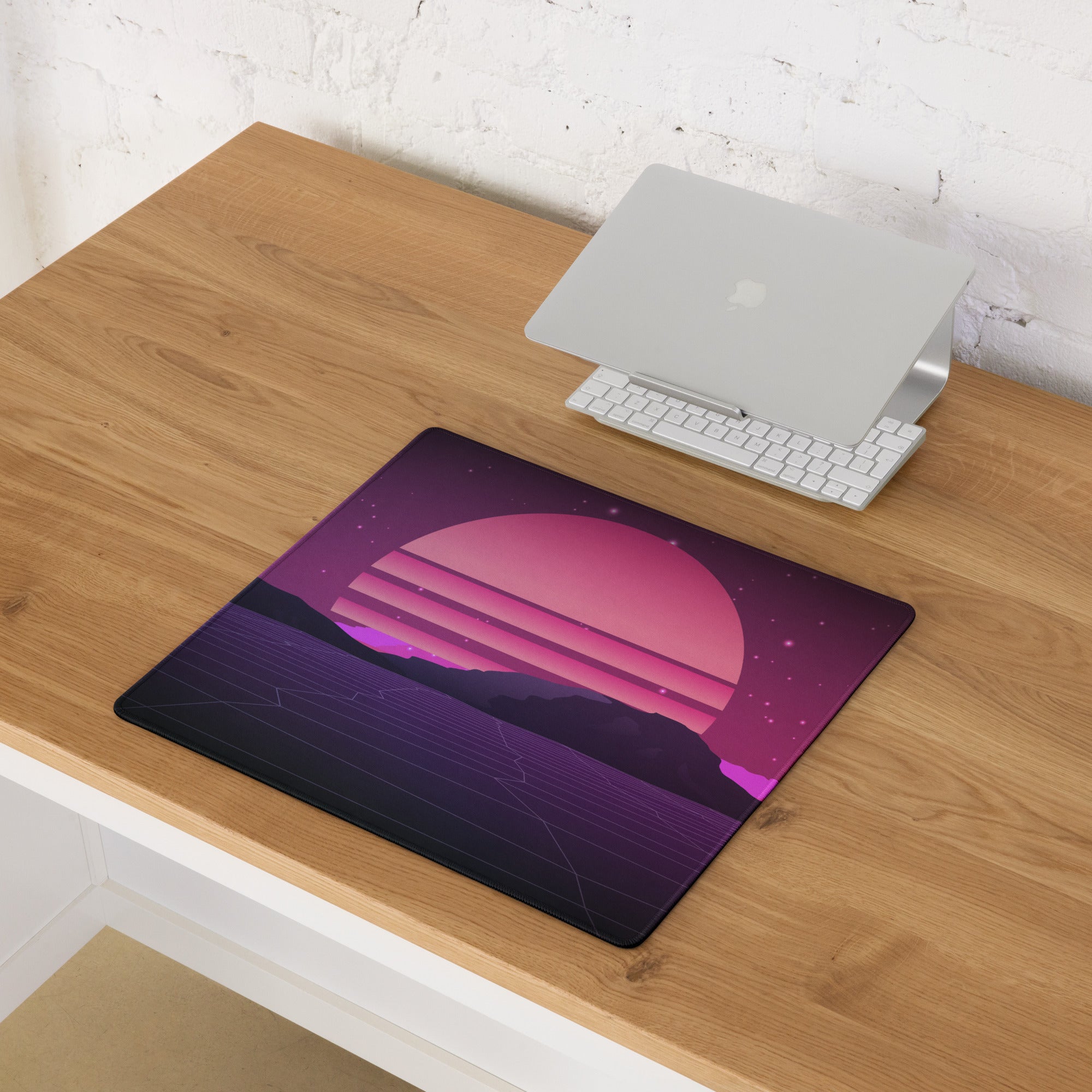 Neon Sunset Gamer Mouse Pad - Mouse Pad Purple Pink Desk Setup Cyberpunk Mood Dreamy Modern Esports Digital Art