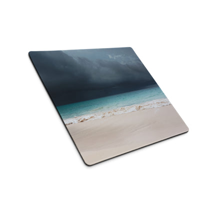 Stormy Ocean Vista Desk Mat - Mouse Pad Navy Blue Teal Beach Coastal Art - Moody Sky Coastal Decor Niche Photo