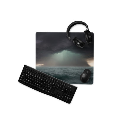Stormy Ocean Night Gaming Mouse Pad - Gaming Mouse Pad Dark Blue Gray Desk Modern Dramatic Minimalist Decor Matte Print