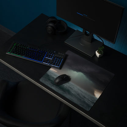 Stormy Ocean Night Gaming Mouse Pad - Gaming Mouse Pad Dark Blue Gray Desk Modern Dramatic Minimalist Decor Matte Print
