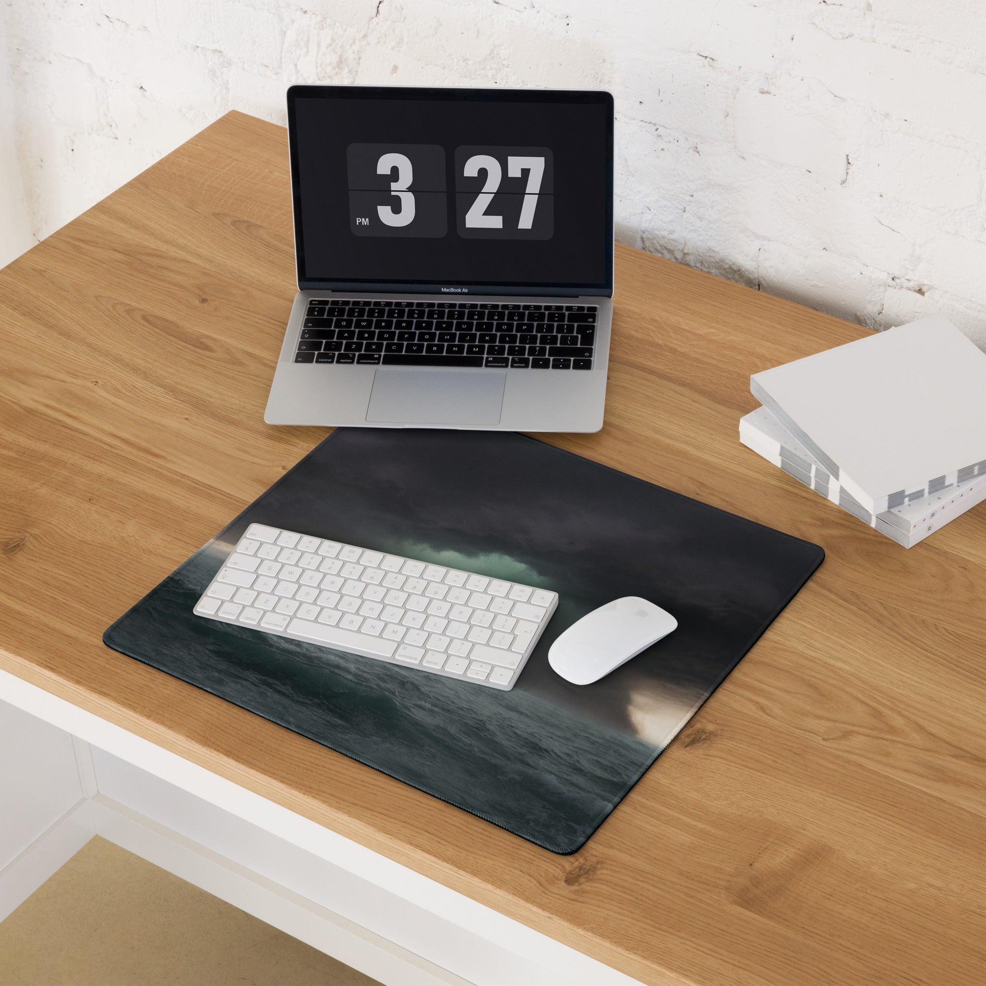 Stormy Ocean Night Gaming Mouse Pad - Gaming Mouse Pad Dark Blue Gray Desk Modern Dramatic Minimalist Decor Matte Print