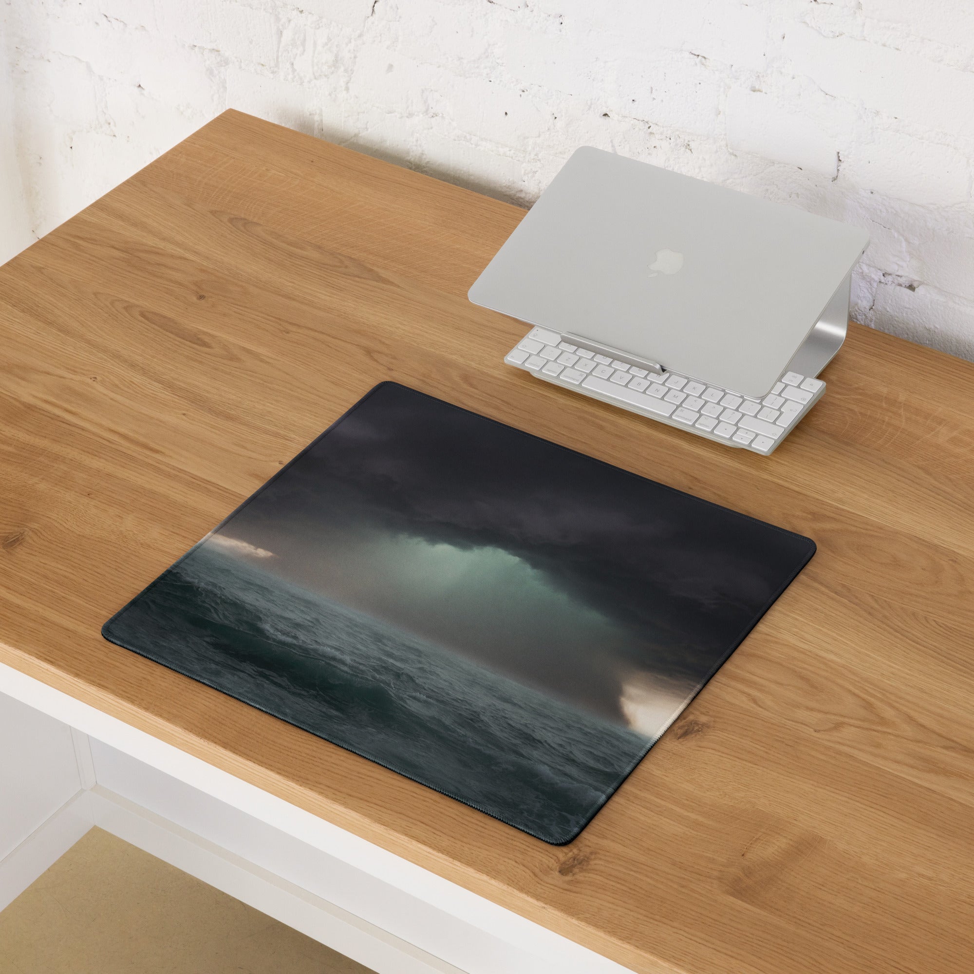 Stormy Ocean Night Gaming Mouse Pad - Gaming Mouse Pad Dark Blue Gray Desk Modern Dramatic Minimalist Decor Matte Print
