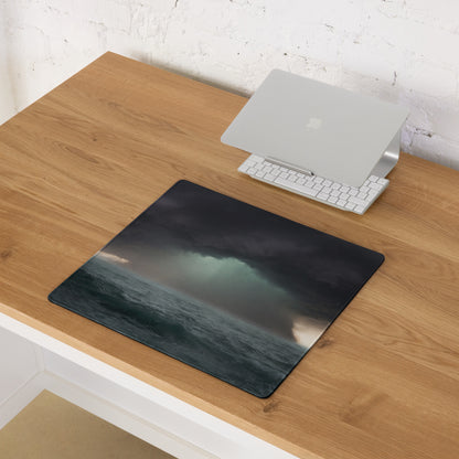 Stormy Ocean Night Gaming Mouse Pad - Gaming Mouse Pad Dark Blue Gray Desk Modern Dramatic Minimalist Decor Matte Print