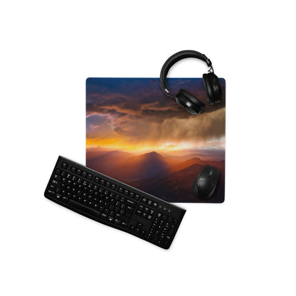 Sunset Mountain Landscape Mouse Pad - Sunset Mountain Orange Purple Gaming Cinematic Dramatic Mood Modern Desk Mat