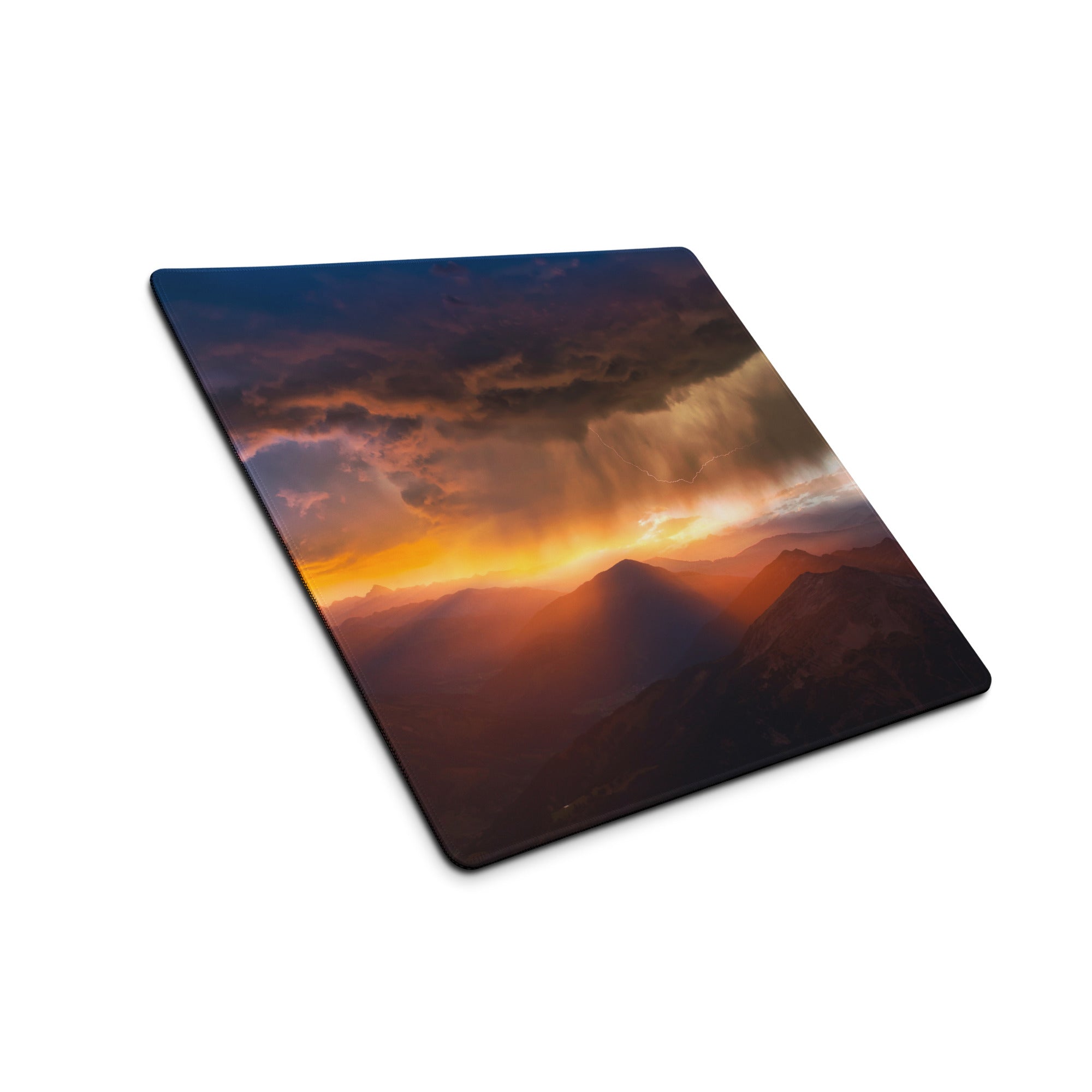 Sunset Mountain Landscape Mouse Pad - Sunset Mountain Orange Purple Gaming Cinematic Dramatic Mood Modern Desk Mat
