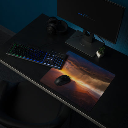 Sunset Mountain Landscape Mouse Pad - Sunset Mountain Orange Purple Gaming Cinematic Dramatic Mood Modern Desk Mat