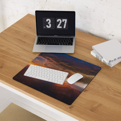 Sunset Mountain Landscape Mouse Pad - Sunset Mountain Orange Purple Gaming Cinematic Dramatic Mood Modern Desk Mat