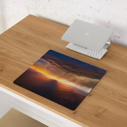 Sunset Mountain Landscape Mouse Pad - Sunset Mountain Orange Purple Gaming Cinematic Dramatic Mood Modern Desk Mat