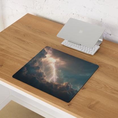 Lightning Storm Gaming Mouse Pad - Gaming Mouse Pad Dark Blue Desktop Modern Moody Atmosphere Esports Photography