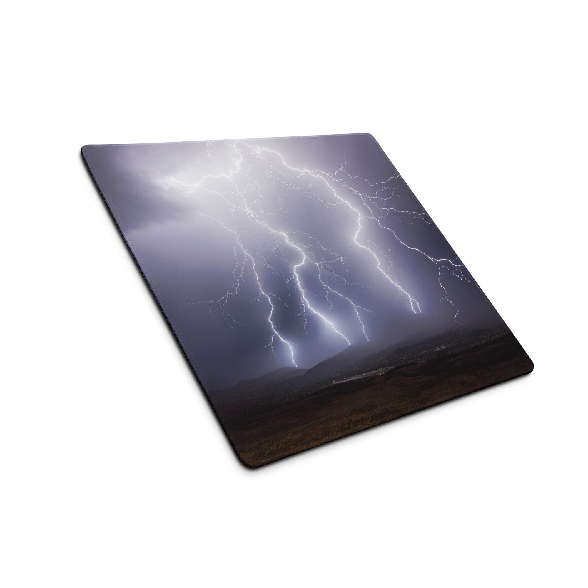 Storm Lightning Pro Gaming Pad - Gaming Mouse Pad Purple Gray Desktop Setup Cinematic Dramatic Mood Storm Graphic Photo