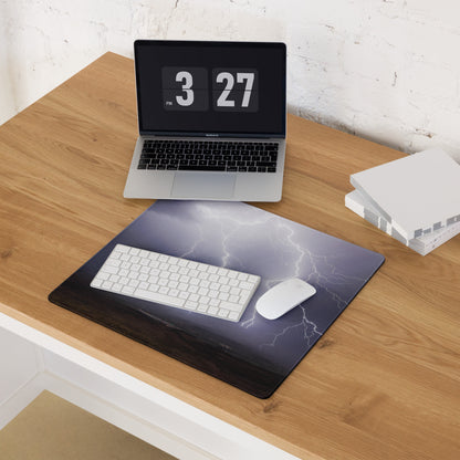 Storm Lightning Pro Gaming Pad - Gaming Mouse Pad Purple Gray Desktop Setup Cinematic Dramatic Mood Storm Graphic Photo