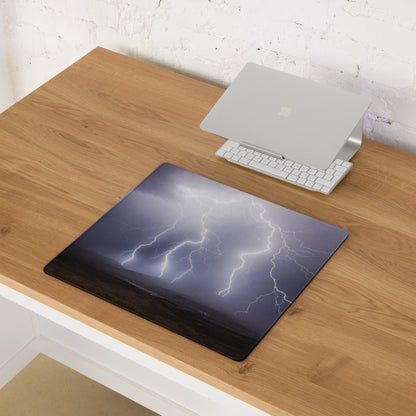 Storm Lightning Pro Gaming Pad - Gaming Mouse Pad Purple Gray Desktop Setup Cinematic Dramatic Mood Storm Graphic Photo
