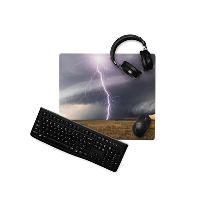Lightning Storm Large Gaming Mouse Pad - Gaming Mouse Pad Purple Gray Desktop Setup Modern Stormy Mood Desk Mat Photo