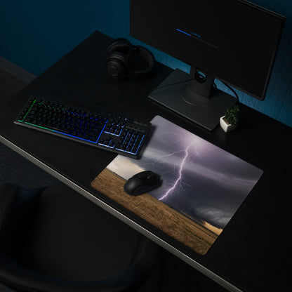 Lightning Storm Large Gaming Mouse Pad - Gaming Mouse Pad Purple Gray Desktop Setup Modern Stormy Mood Desk Mat Photo