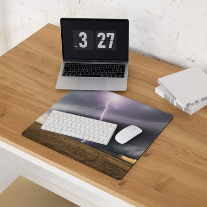 Lightning Storm Large Gaming Mouse Pad - Gaming Mouse Pad Purple Gray Desktop Setup Modern Stormy Mood Desk Mat Photo