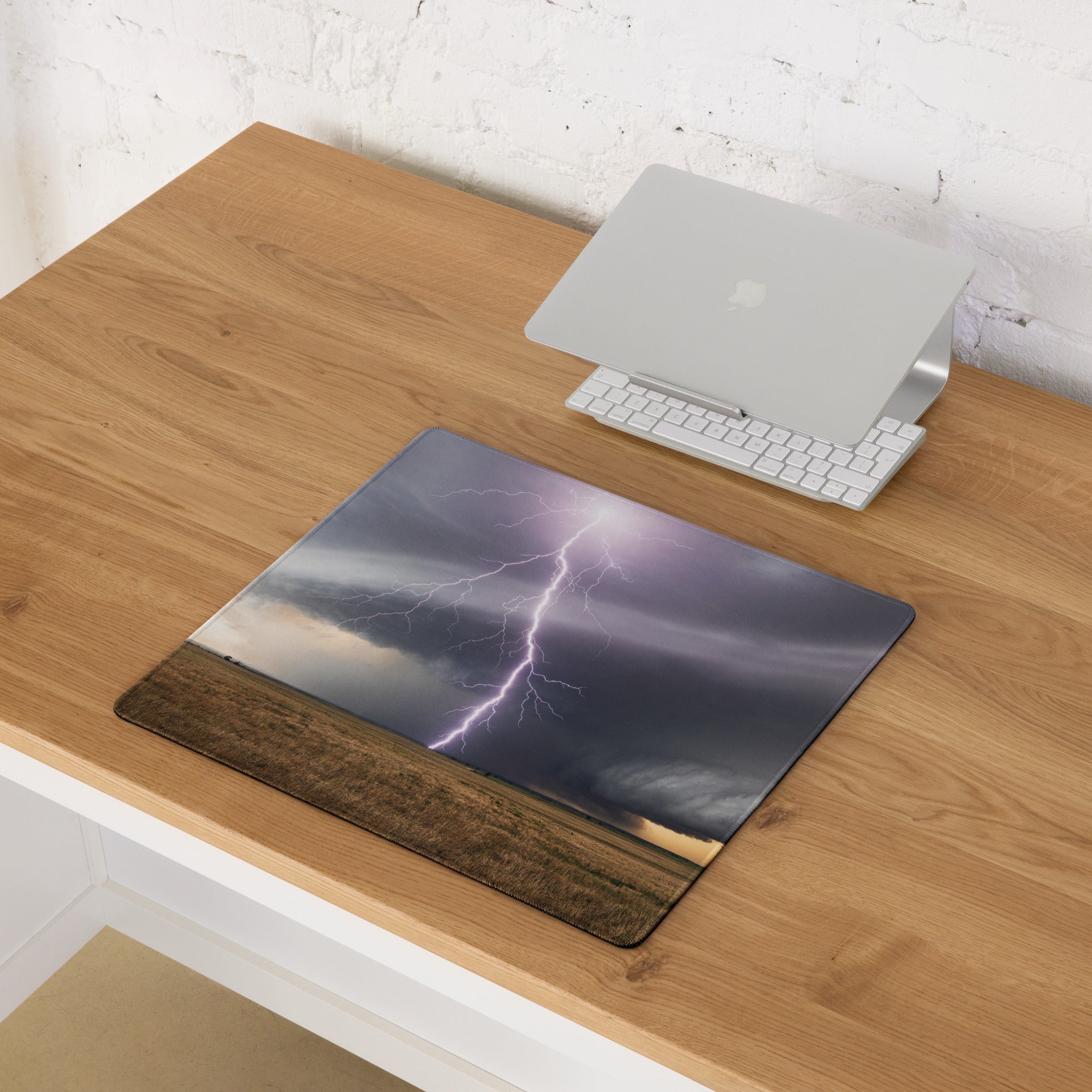 Lightning Storm Large Gaming Mouse Pad - Gaming Mouse Pad Purple Gray Desktop Setup Modern Stormy Mood Desk Mat Photo