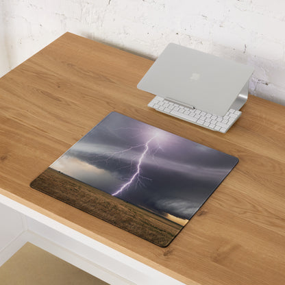 Lightning Storm Large Gaming Mouse Pad - Gaming Mouse Pad Purple Gray Desktop Setup Modern Stormy Mood Desk Mat Photo