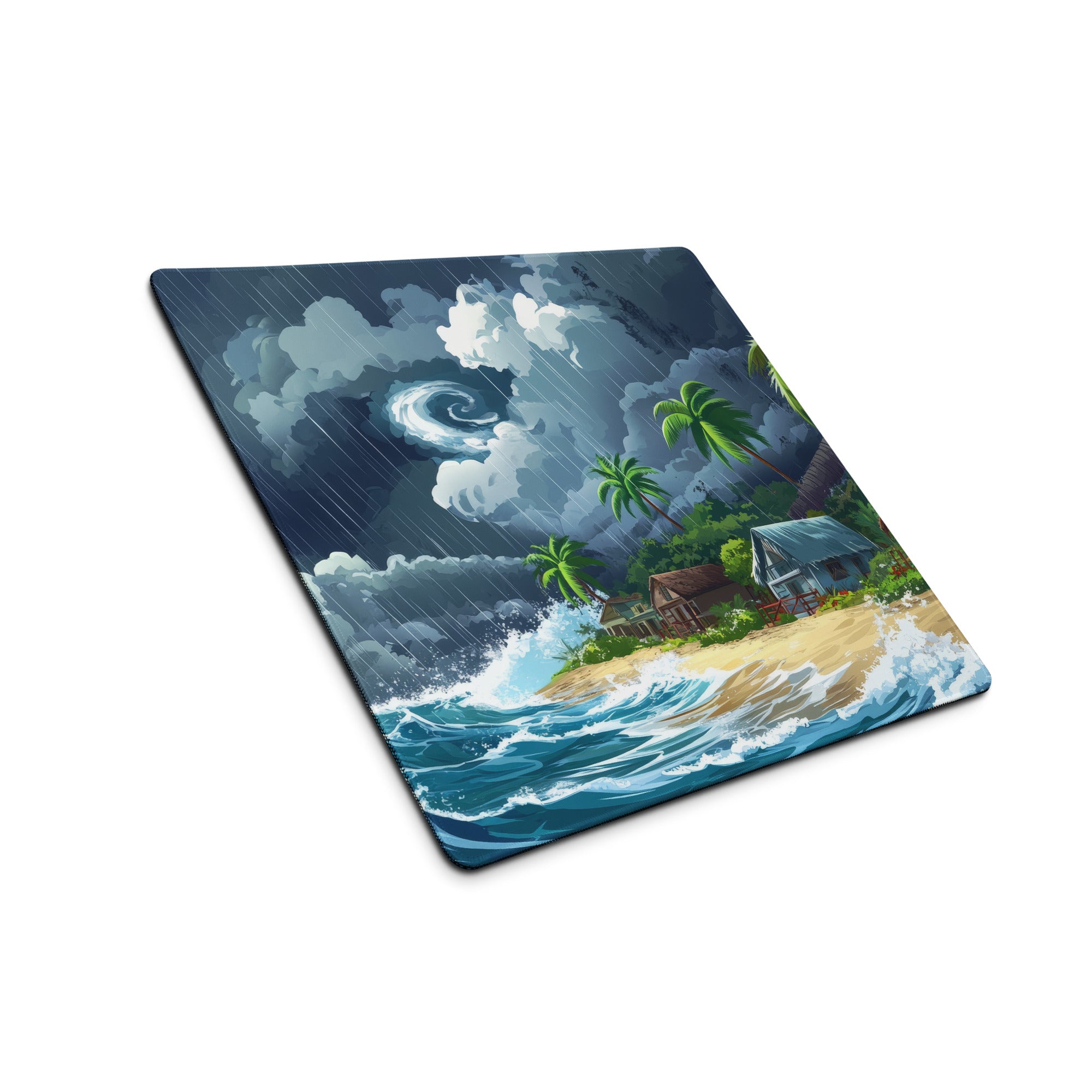 Stormy Island Oasis Mouse Pad - Tropical Navy Blue Palms Desk Digital Moody Coastal Decor Gaming Mat