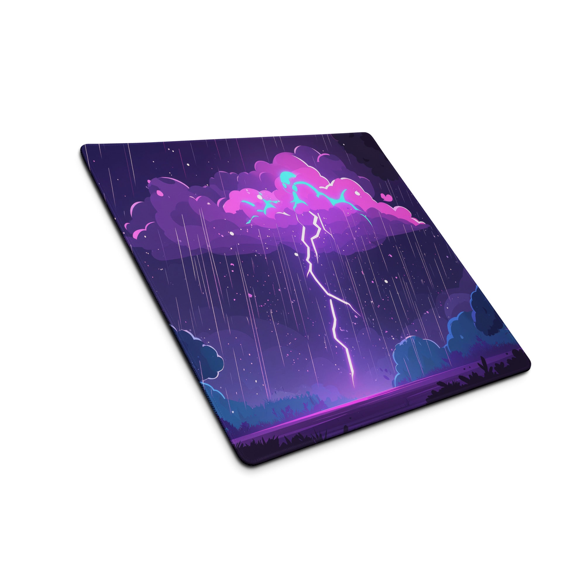 Nebula Storm Gaming Pad - Gaming Mouse Pad Purple Blue Desktop Cyberpunk - Stormy Futuristic Lightning Desk Mat Digital Art