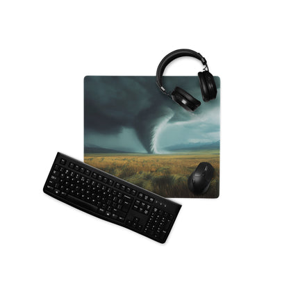 Storm Tornado Field Gaming Pad - Tornado Storm Blue Gray Desktop Gaming Dramatic Mood Modern Decor Gaming Desk Photo