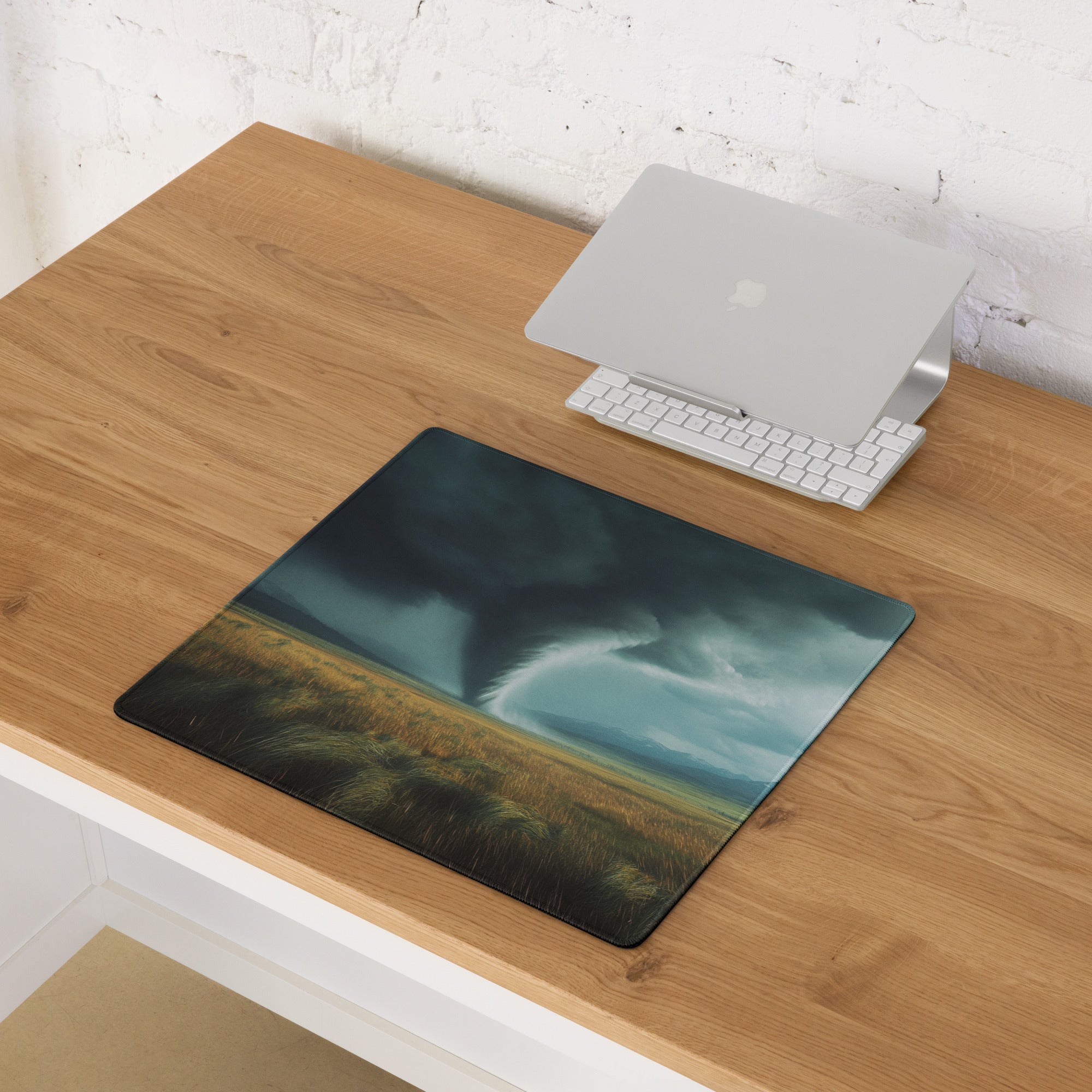 Storm Tornado Field Gaming Pad - Tornado Storm Blue Gray Desktop Gaming Dramatic Mood Modern Decor Gaming Desk Photo