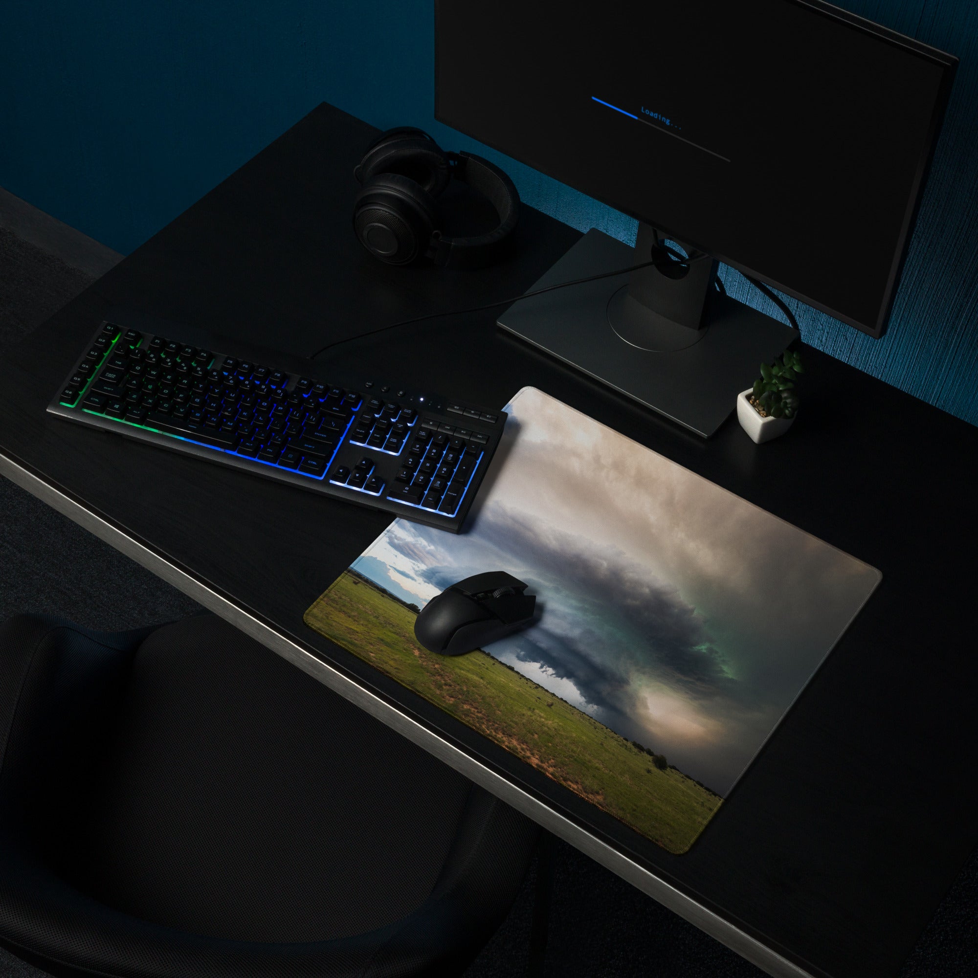 Cinematic Supercell Gaming Mouse Pad - Gaming Mouse Pad Blue Gray Desk Modern Dramatic Sky Mood Landscape Photo