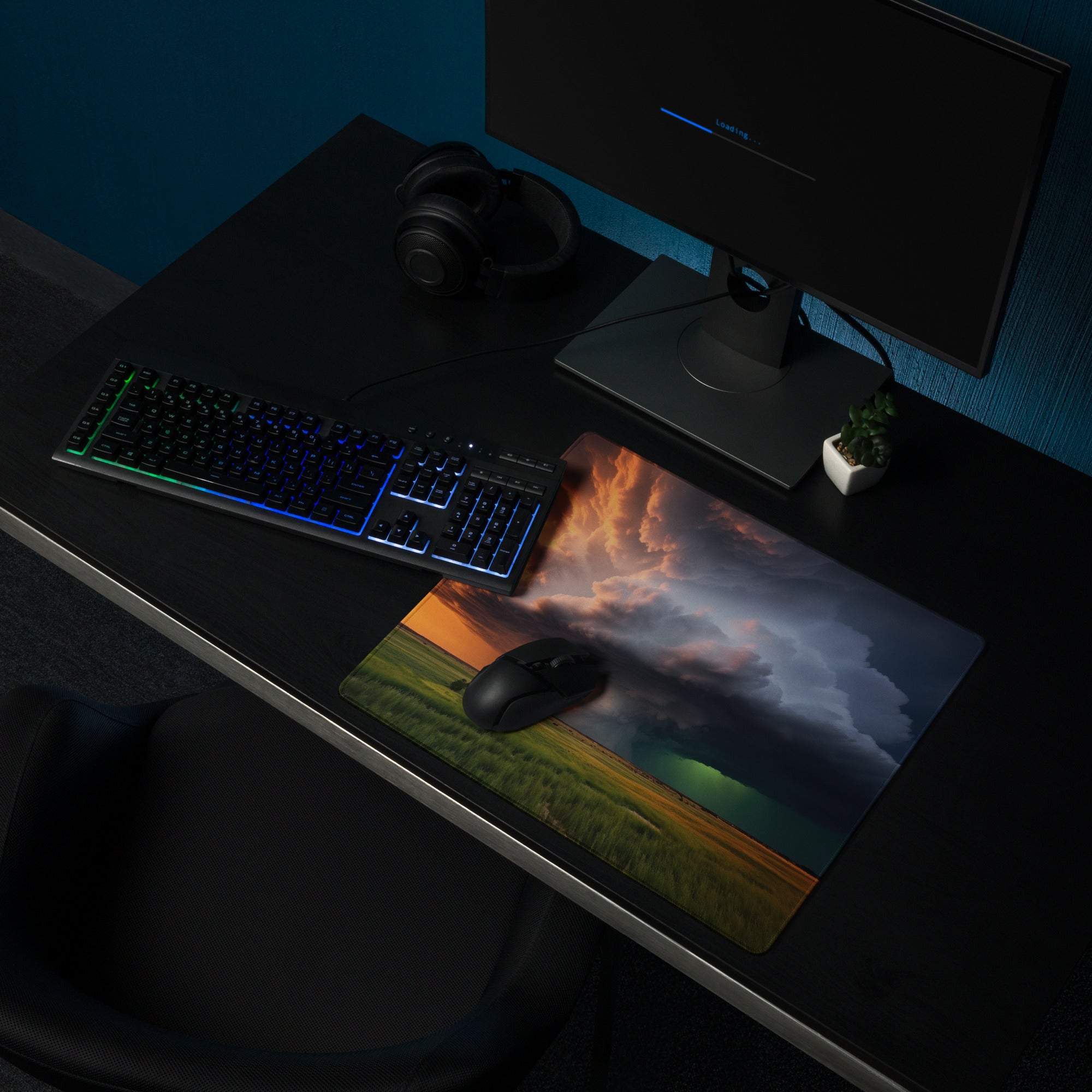 Dusk Supercell Pro Gaming Mouse Pad - Gaming Mouse Pad Orange Blue Sunset Large Desk Pro - Warm Mood, Modern Office, Fabric