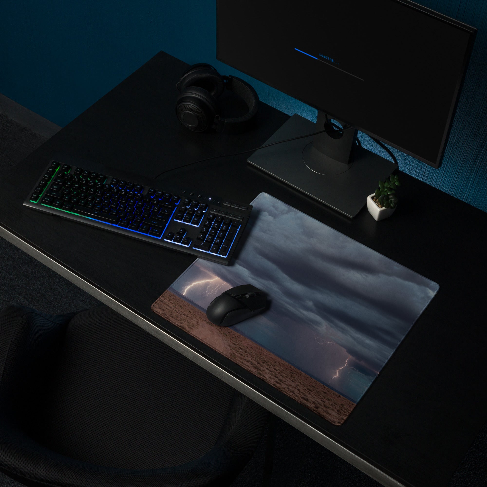 Stormy Lightning Pro Gaming Mouse Pad - Gaming Mouse Pad Blue Storm Desk Dramatic Mood Modern Decor Large Non-Slip Edge