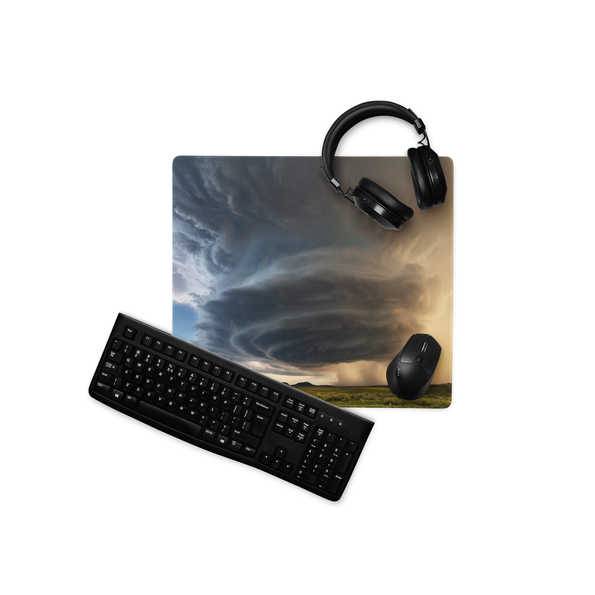 Supercell Panorama Gaming Mouse Pad - Mouse Pad Landscape Blue Gray Sunset Desk Setup Modern Dramatic Mood Minimalist Tech Esports Landscape Photo