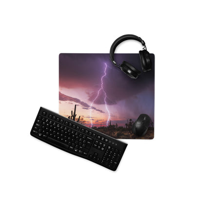 Desert Lightning Gaming Pad - Gaming Mouse Pad Purple Pink Sunset Desk Moody Desert Aesthetic Photo