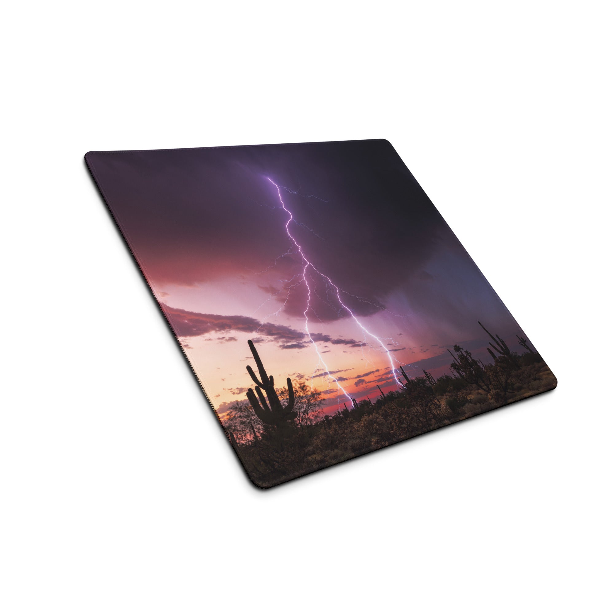 Desert Lightning Gaming Pad - Gaming Mouse Pad Purple Pink Sunset Desk Moody Desert Aesthetic Photo