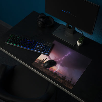 Desert Lightning Gaming Pad - Gaming Mouse Pad Purple Pink Sunset Desk Moody Desert Aesthetic Photo