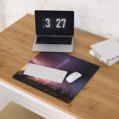 Desert Lightning Gaming Pad - Gaming Mouse Pad Purple Pink Sunset Desk Moody Desert Aesthetic Photo