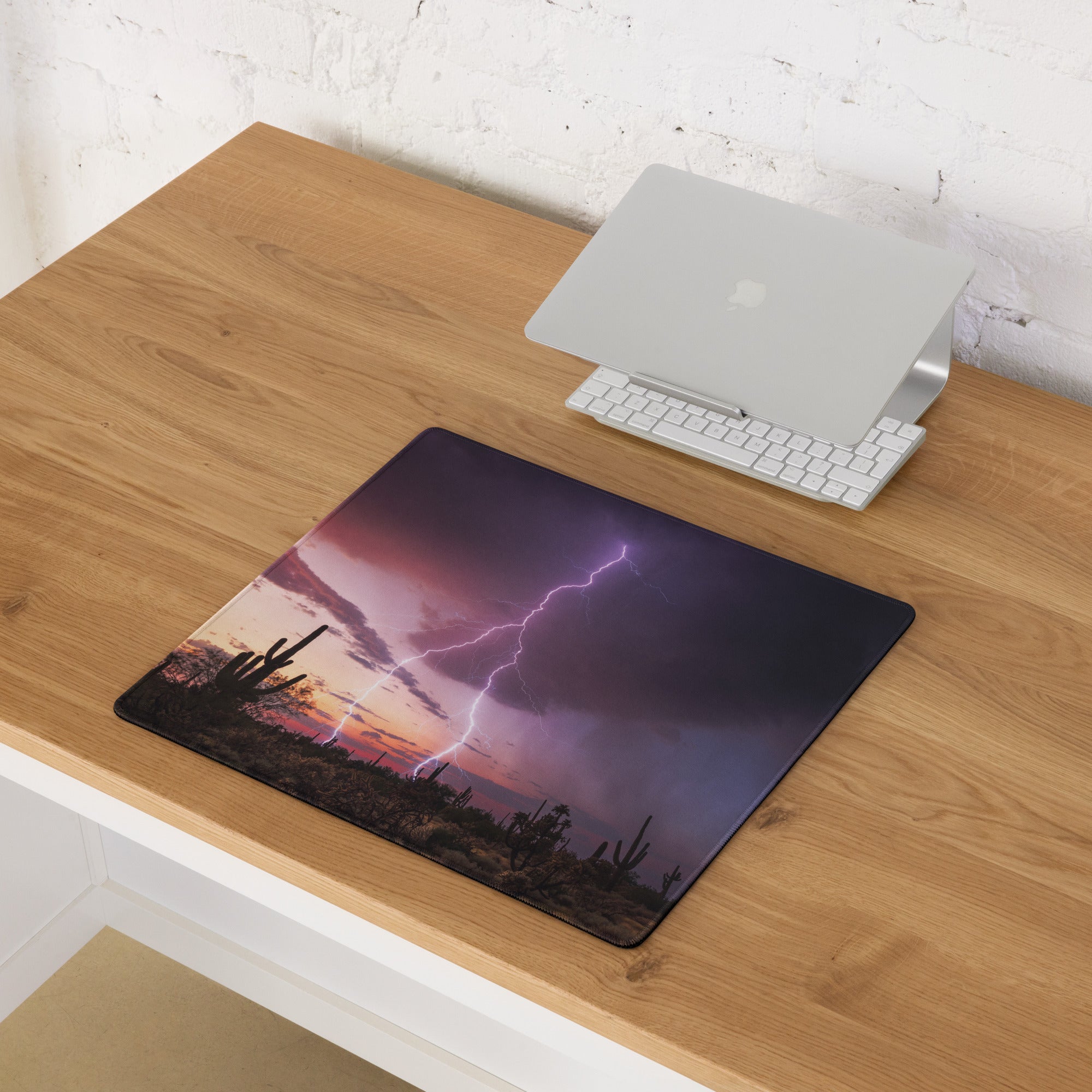 Desert Lightning Gaming Pad - Gaming Mouse Pad Purple Pink Sunset Desk Moody Desert Aesthetic Photo