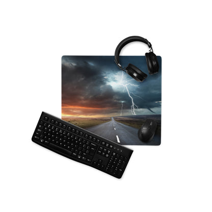 Stormy Lightning Mouse Pad - Gaming Mouse Pad Stormy Blue For Esports Setup Cinematic Epic Mood Modern Tech Decor
