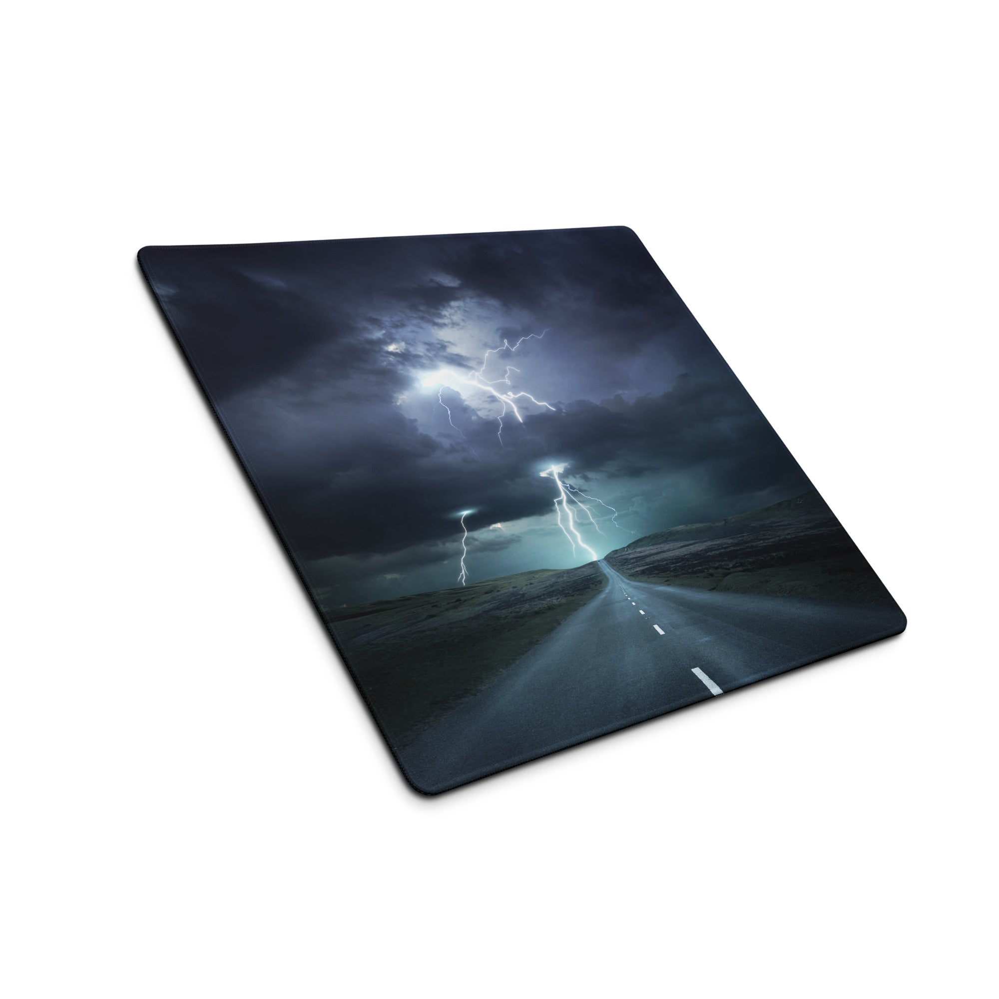 Stormy Blue Lightning Gaming Mouse Pad - Lightning Gaming Mouse Pad For Desk Setup Stormy Blue Moody Cyber Digital Art