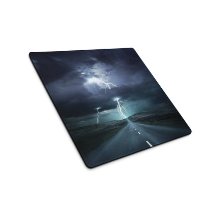 Stormy Blue Lightning Gaming Mouse Pad - Lightning Gaming Mouse Pad For Desk Setup Stormy Blue Moody Cyber Digital Art