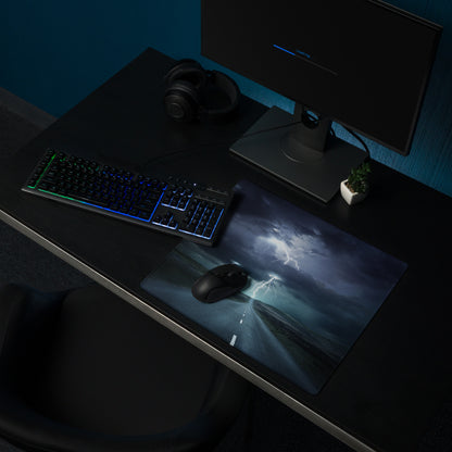 Stormy Blue Lightning Gaming Mouse Pad - Lightning Gaming Mouse Pad For Desk Setup Stormy Blue Moody Cyber Digital Art