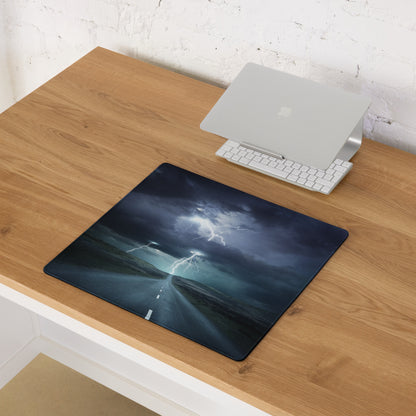 Stormy Blue Lightning Gaming Mouse Pad - Lightning Gaming Mouse Pad For Desk Setup Stormy Blue Moody Cyber Digital Art